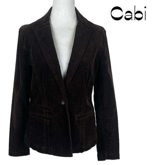 Cabi Dark Brown Corduroy Academia Prep Blazer Jacket NWOT Size M - Picture 2 of 13